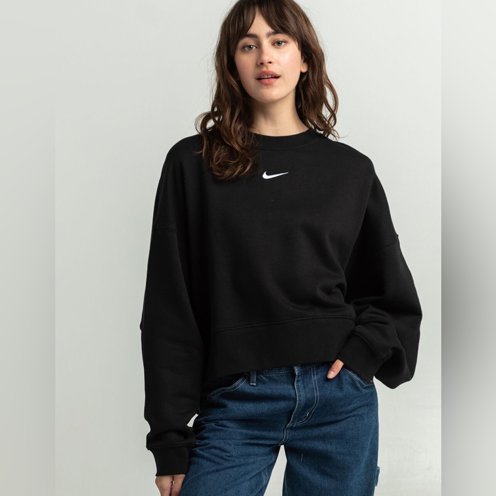 Nike collection fleece oversized crew neck sweatshirt, XS black